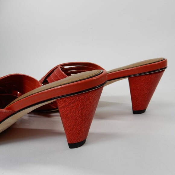 DONALD PLINER Alannis Slide Toe Ring Sandals Size 6 Tomato Red Leather NEW - Picture 9 of 14